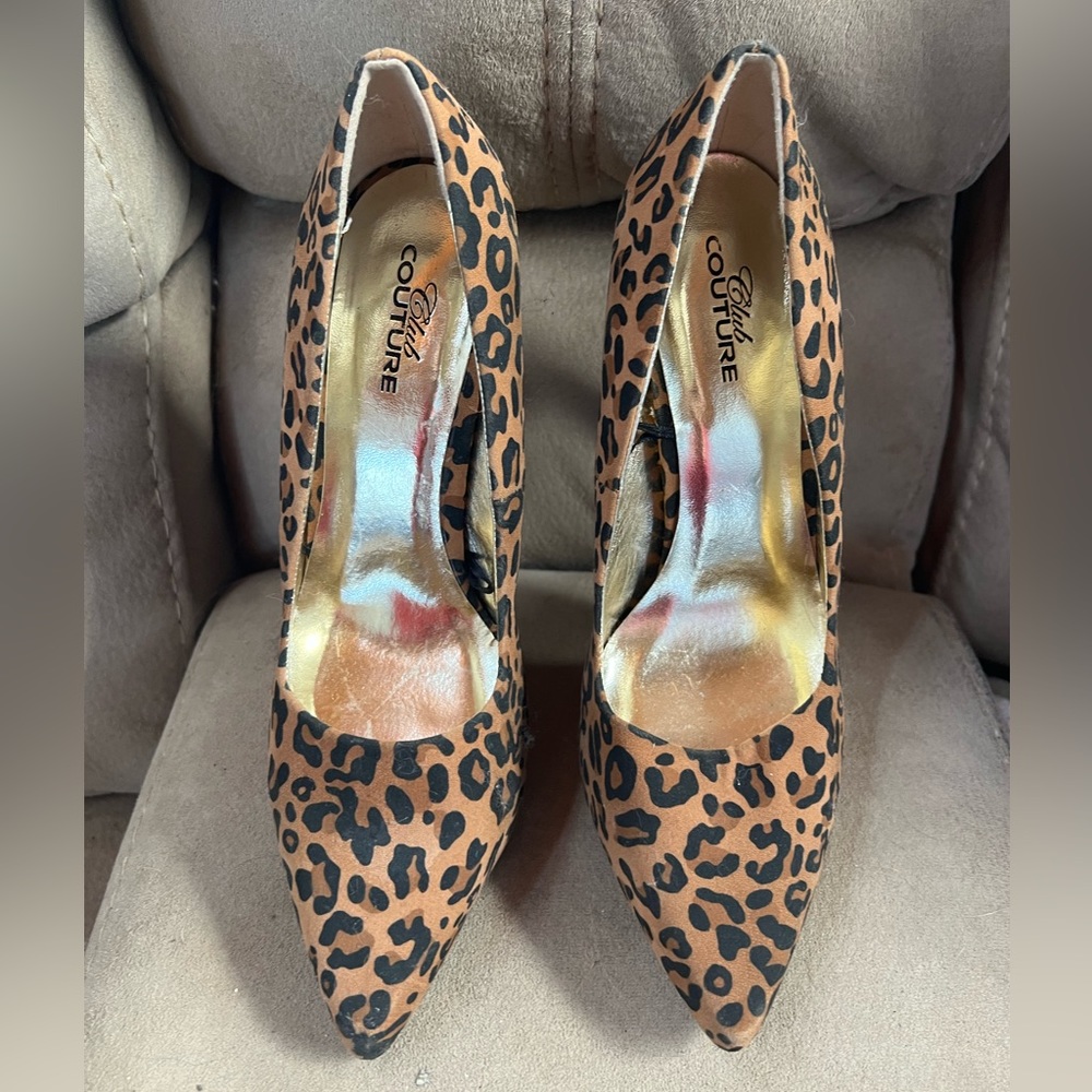 Leopard print 5” heels pumps, Club Couture, size 9, fits 38.5, worn once